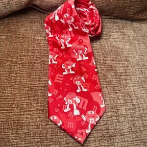 Official M&M World Mars Bars Candy Tie Red Standard Length Wide‎ Width Novelty